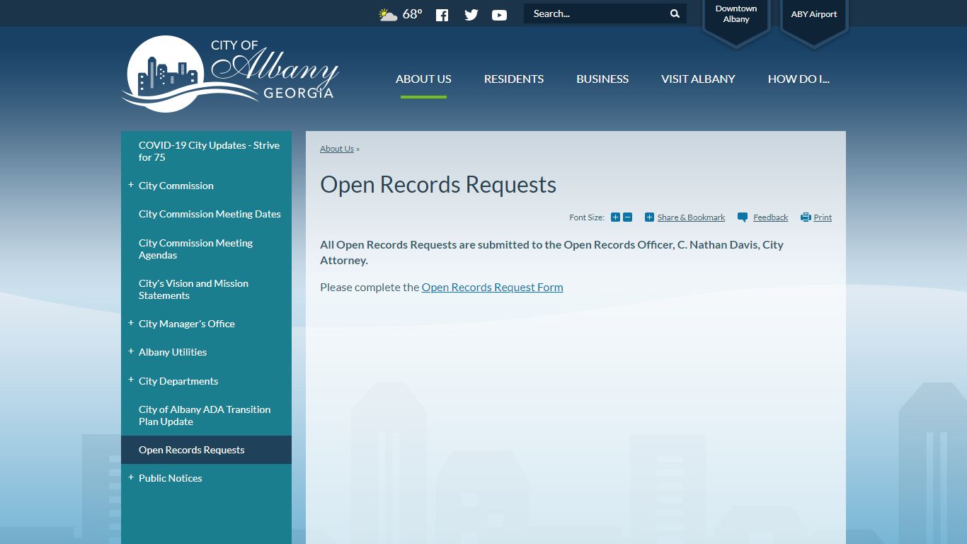 Open Records Requests | City of Albany