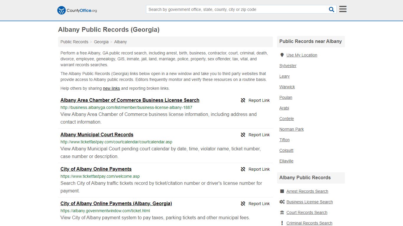Public Records - Albany, GA (Business, Criminal, GIS, Property & Vital ...